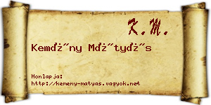 Kemény Mátyás névjegykártya