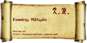 Kemény Mátyás névjegykártya